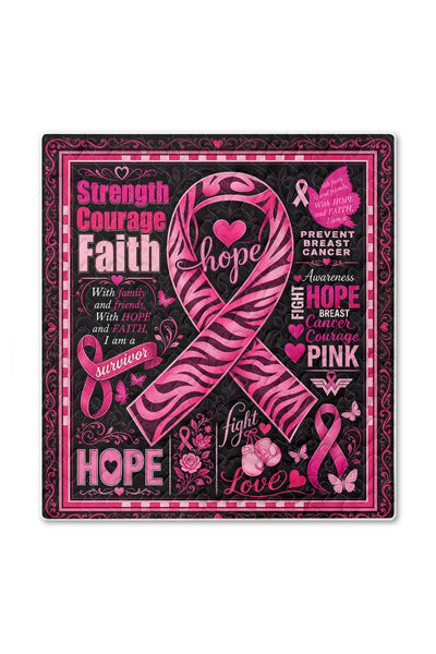 Zebra Ribbon Strength Courage Faith Quilt Blanket