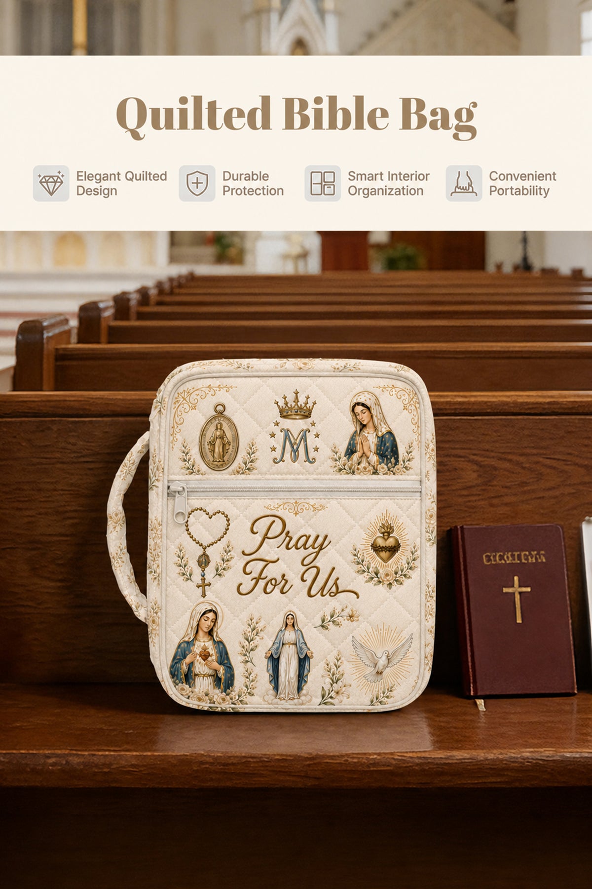 Ave Maria Quilted Bible bag