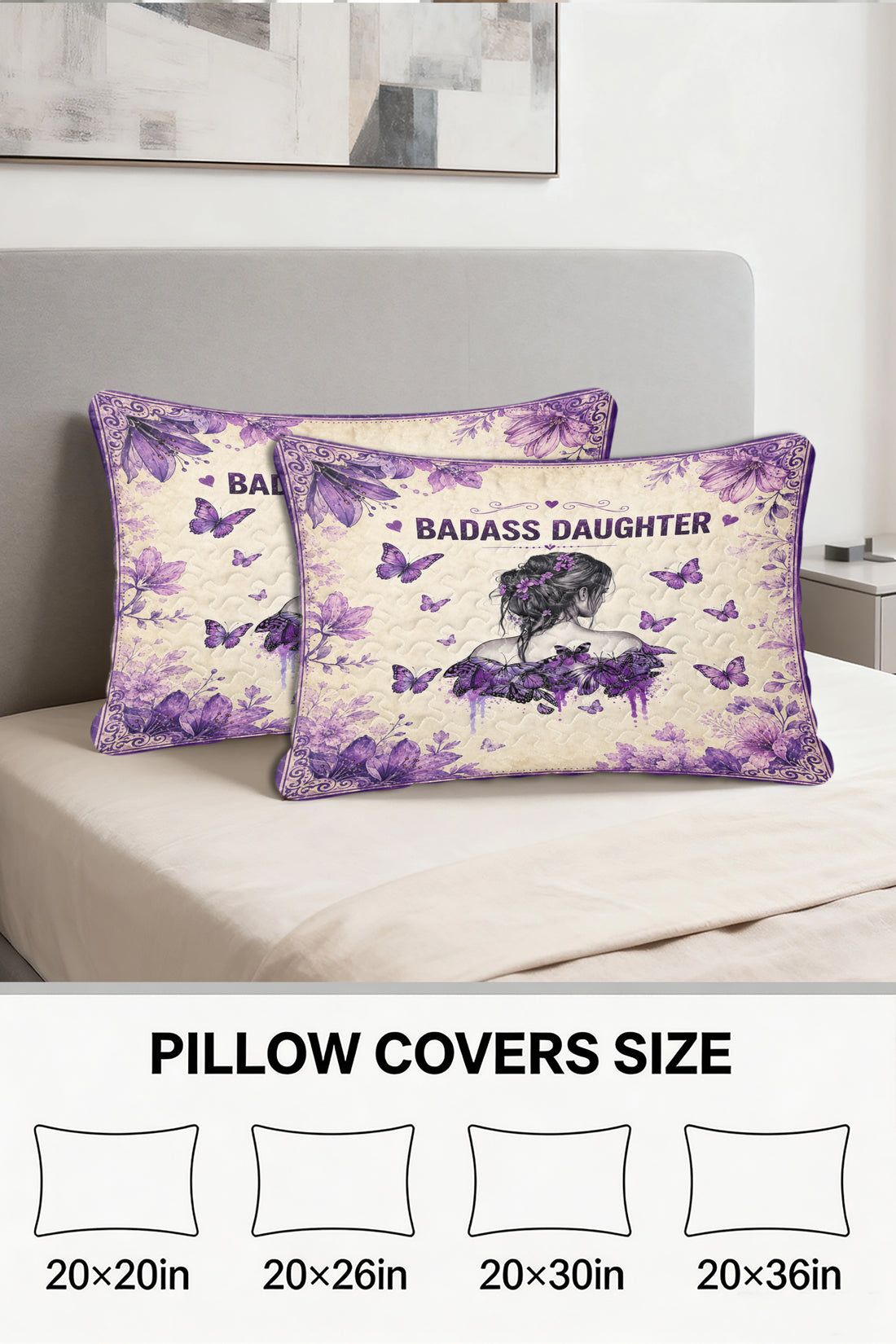 Badass Daughter I Am The Storm Purple Butterfly Pillow