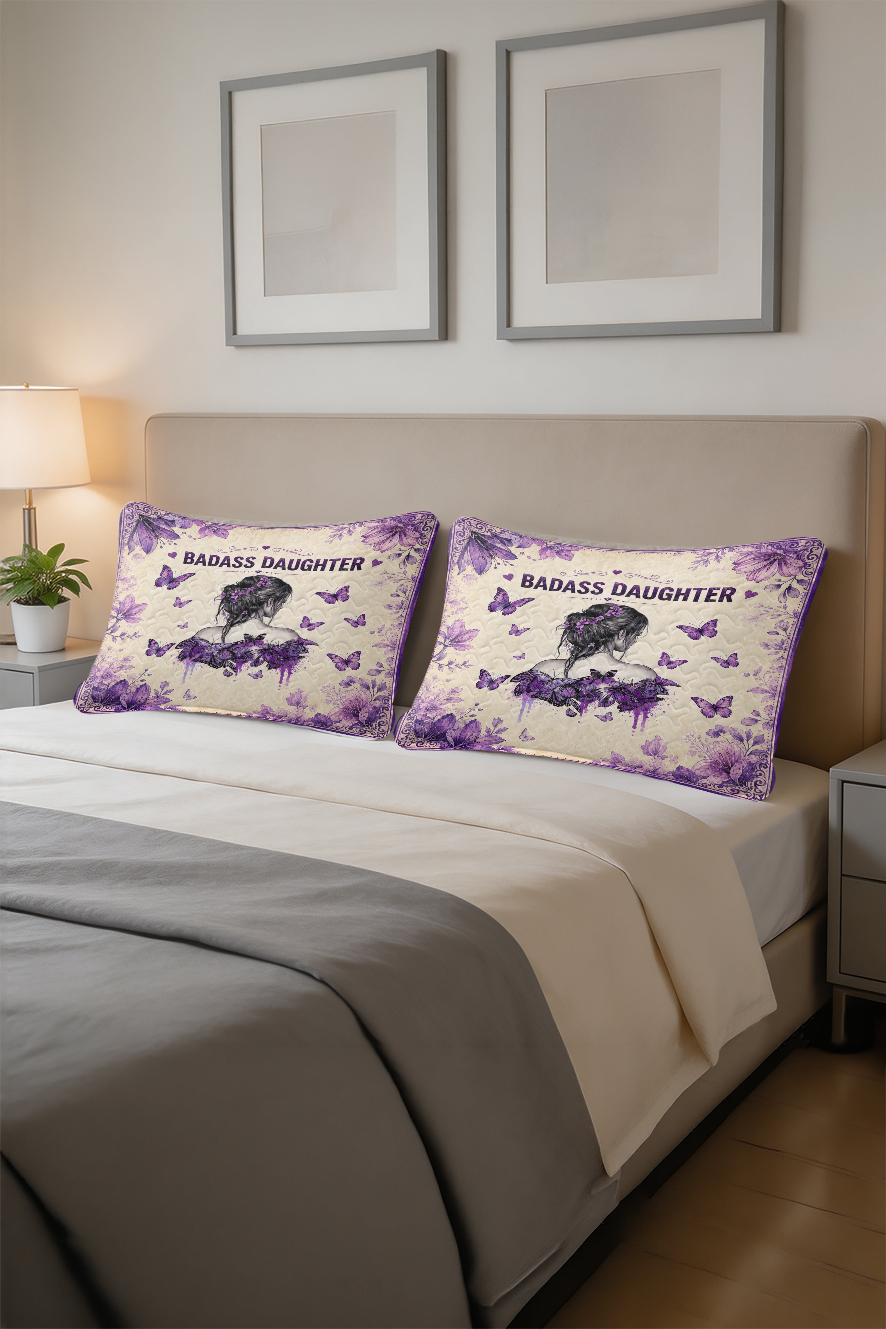 Badass Daughter I Am The Storm Purple Butterfly Pillow