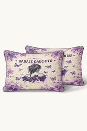 Badass Daughter I Am The Storm Purple Butterfly Quilt Pillow