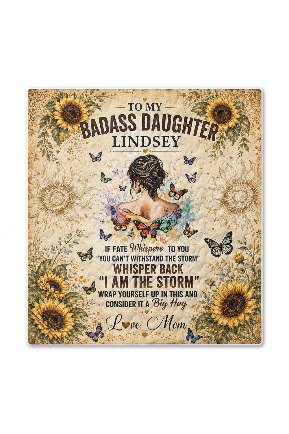 Badass Daughter I Am The Storm Sunflower Quilt Blanket
