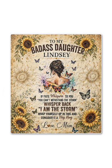 Badass Daughter I Am The Storm Sunflower Quilt Blanket