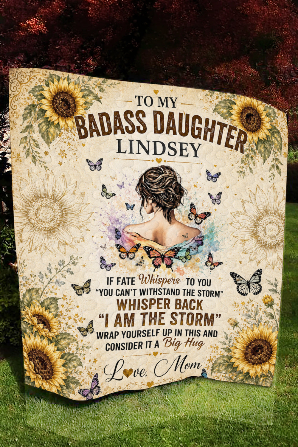 Badass Daughter I Am The Storm Sunflower Quilt Blanket