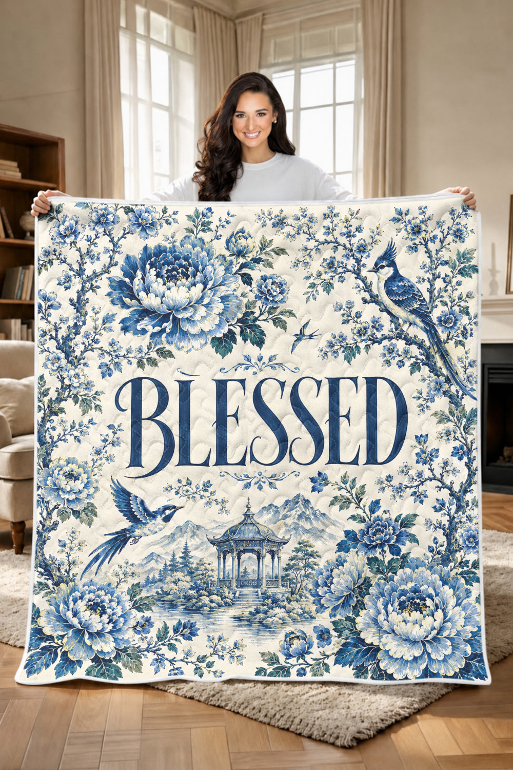 Blessed Floral Christian Blanket