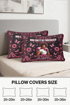 Blood Sweat Tears Survivor Boxing Woman Quilted Pillows
