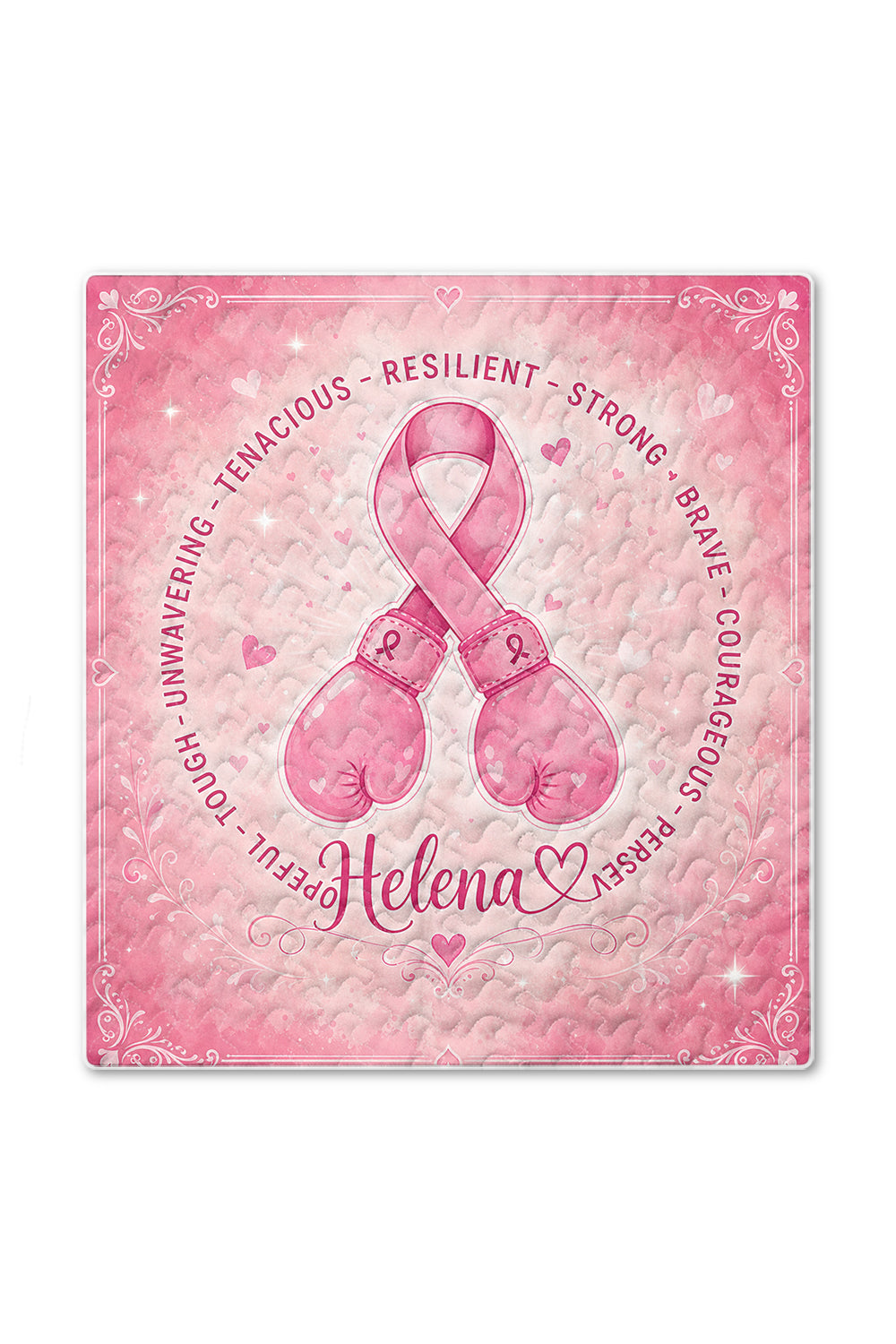 Boxing Gloves Ribbon Personalized Name Quilt Blanket