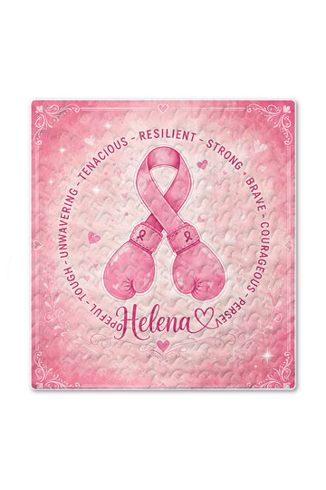 Boxing Gloves Ribbon Personalized Name Quilt Blanket