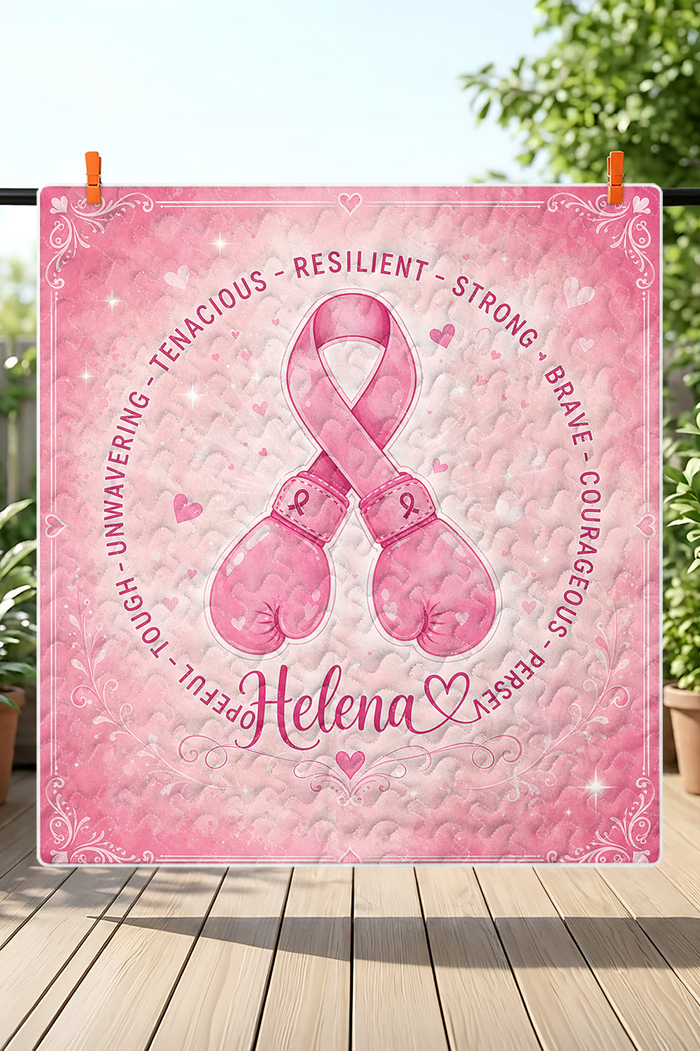 Boxing Gloves Ribbon Personalized Name Quilt Blanket