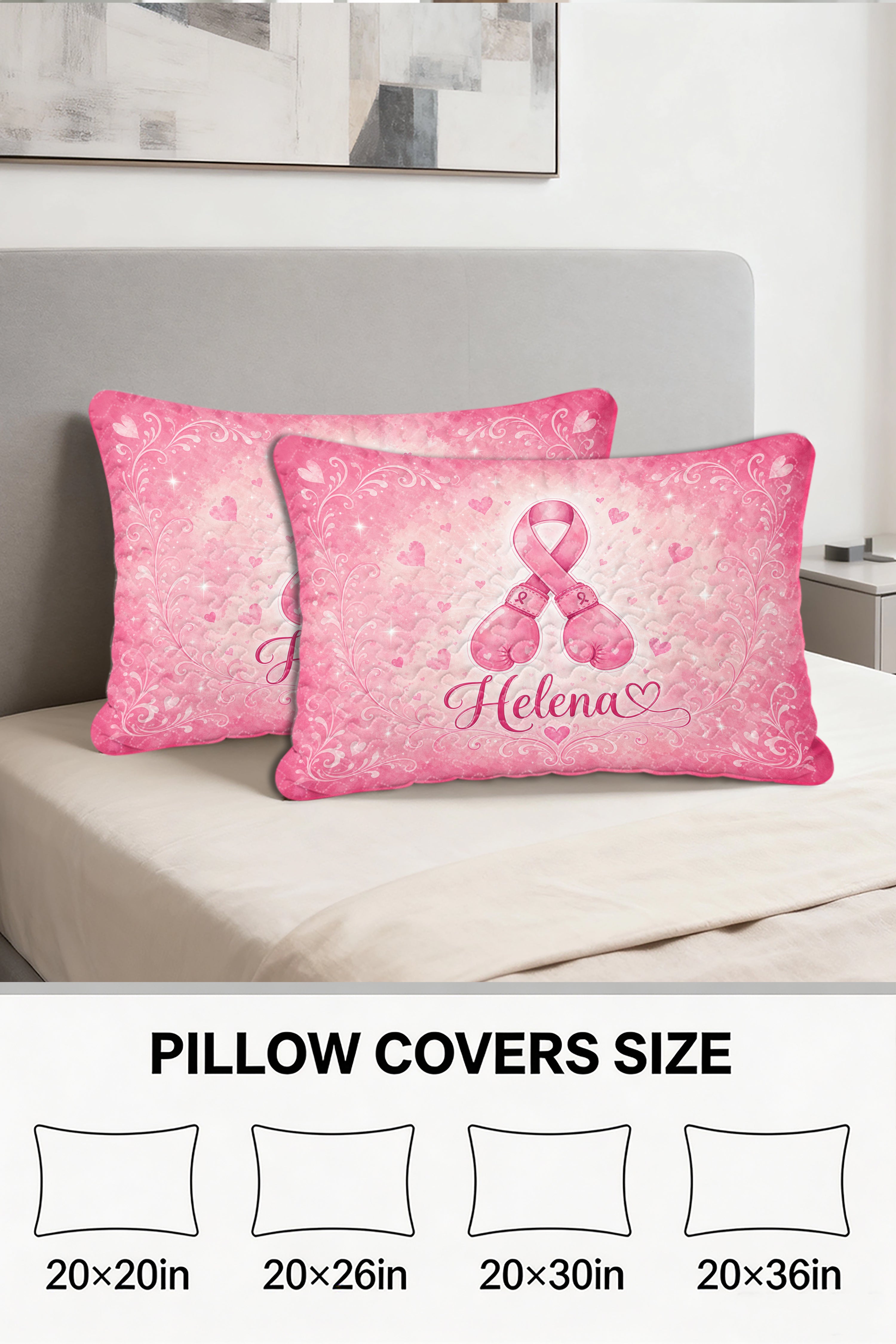 Boxing Gloves Ribbon Personalized Name Quilt Pillows