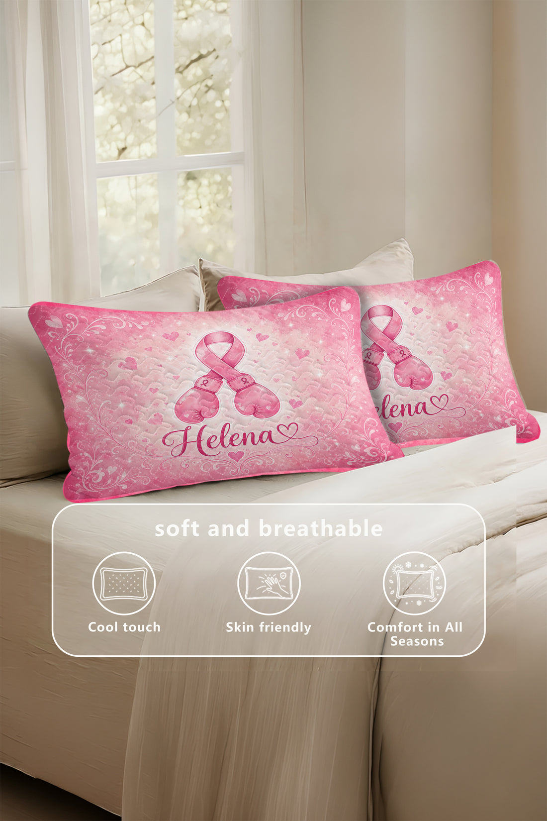 Boxing Gloves Ribbon Personalized Name Quilt Pillows
