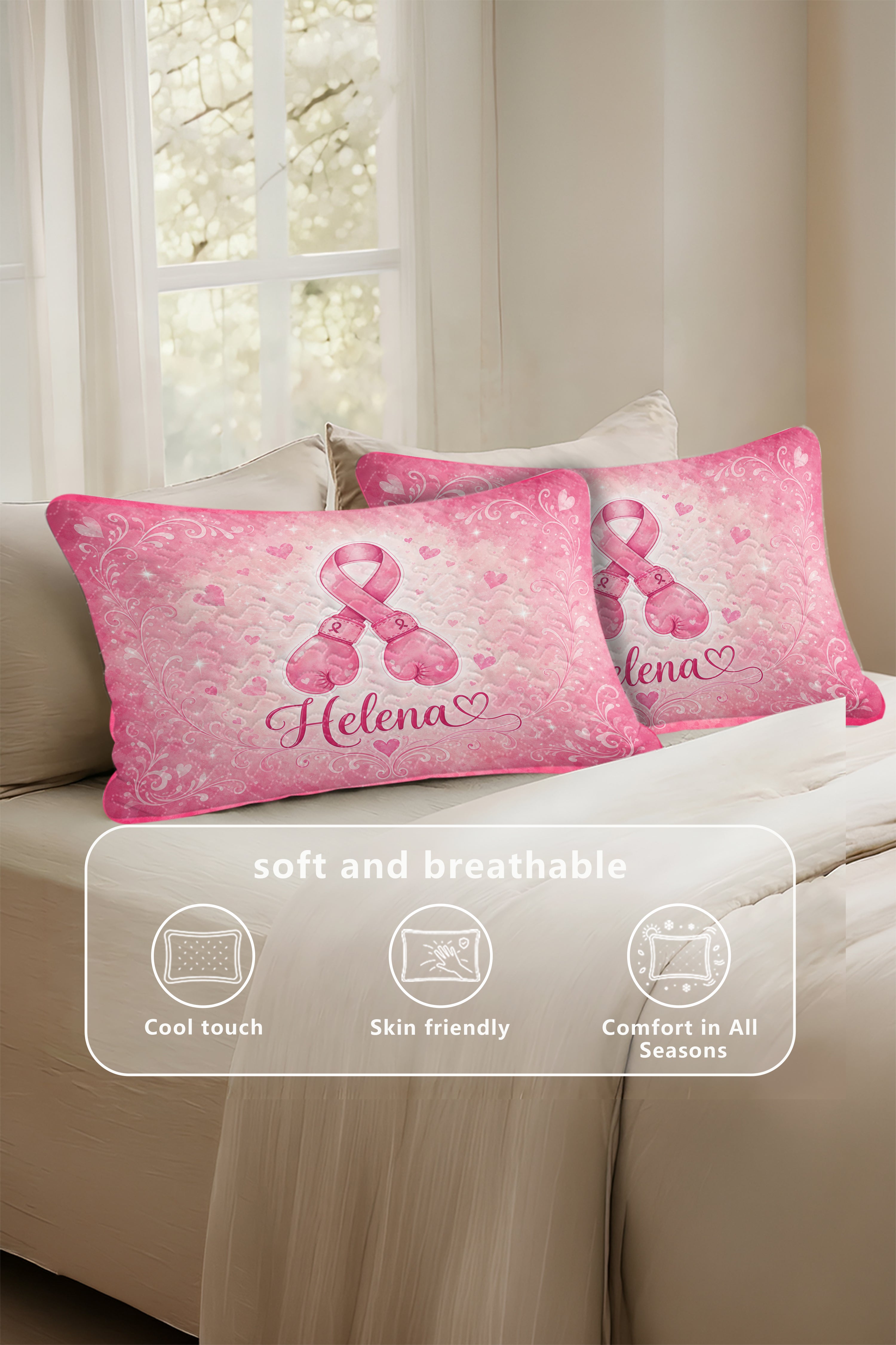 Boxing Gloves Ribbon Personalized Name Quilt Pillows