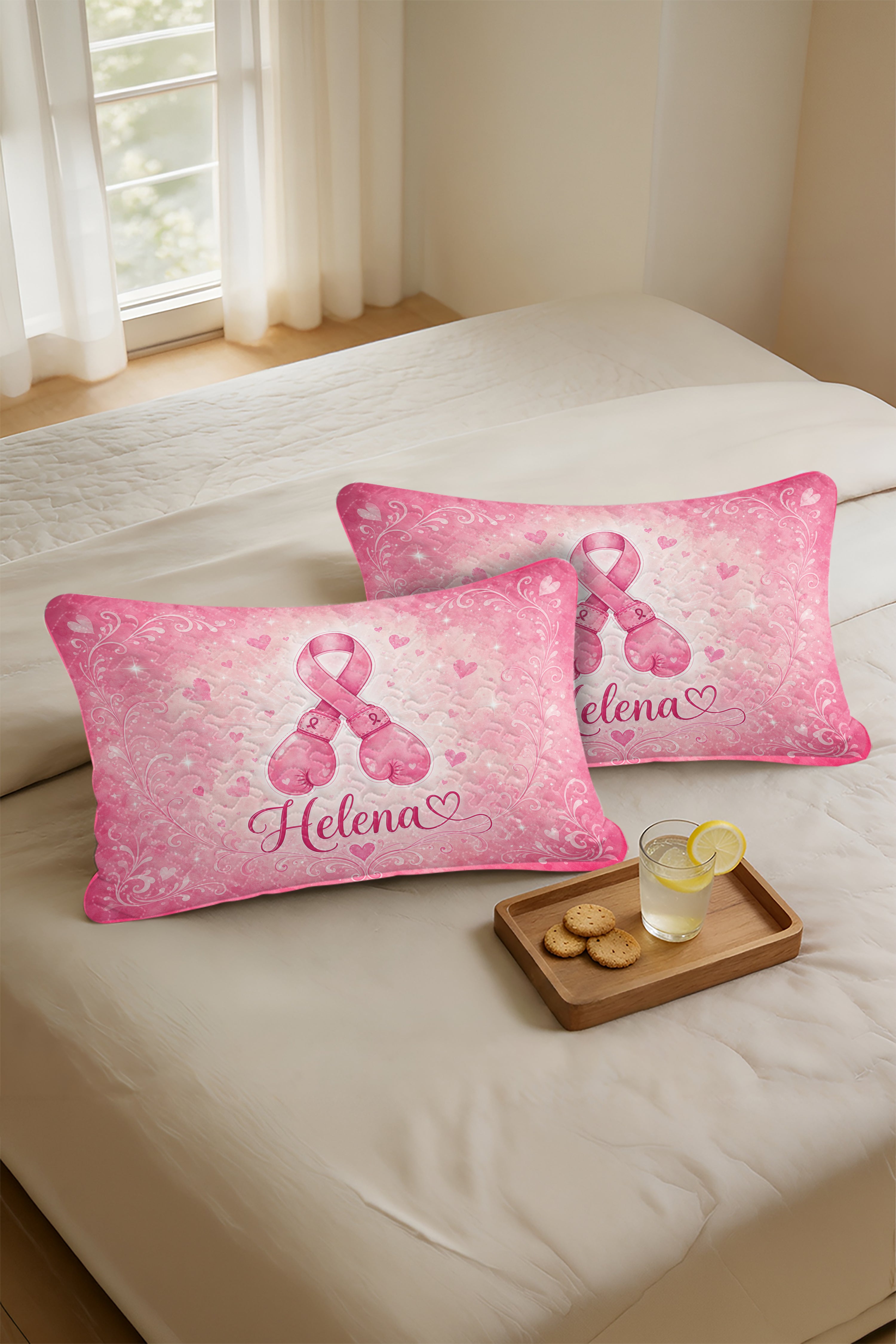 Boxing Gloves Ribbon Personalized Name Quilt Pillows