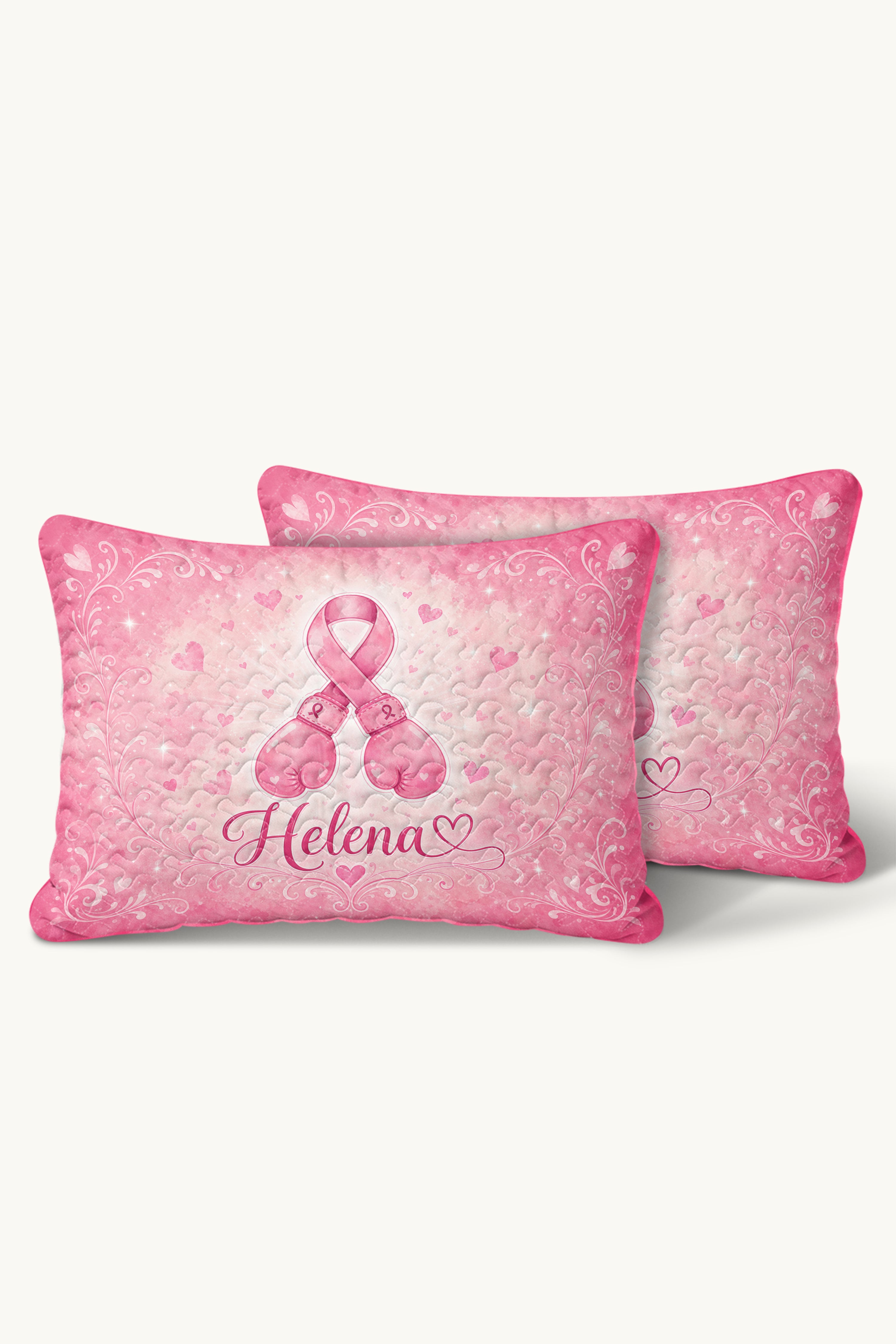 Boxing Gloves Ribbon Personalized Name Quilt Pillows