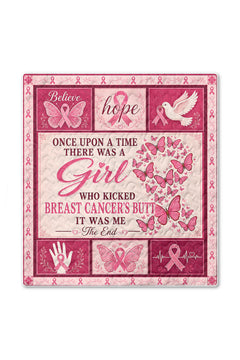 Butterfly Heart Dove Kicked Cancers Butt Quilt Blanket