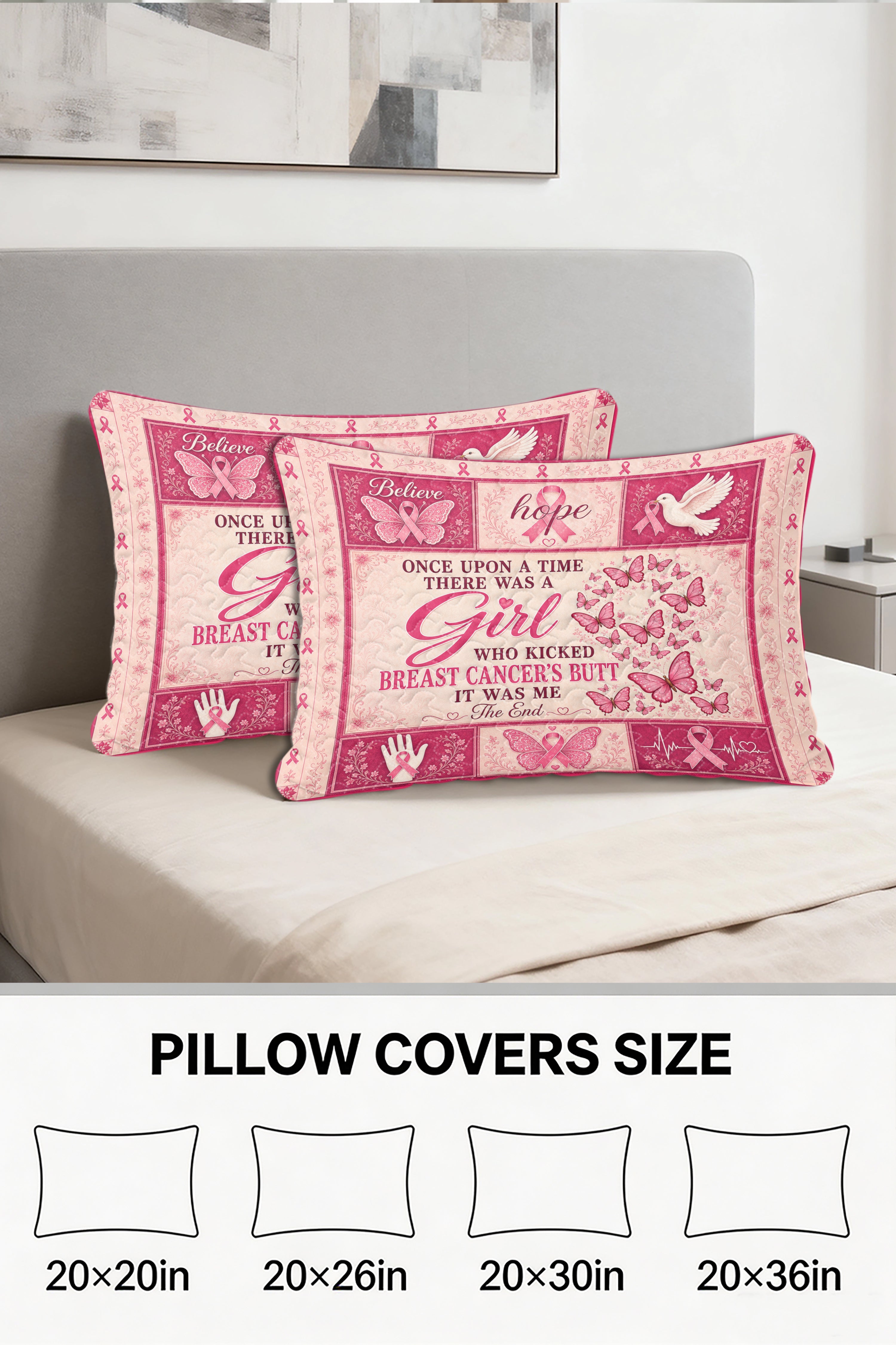 Butterfly Heart Dove Kicked Cancers Butt Quilt Pillows