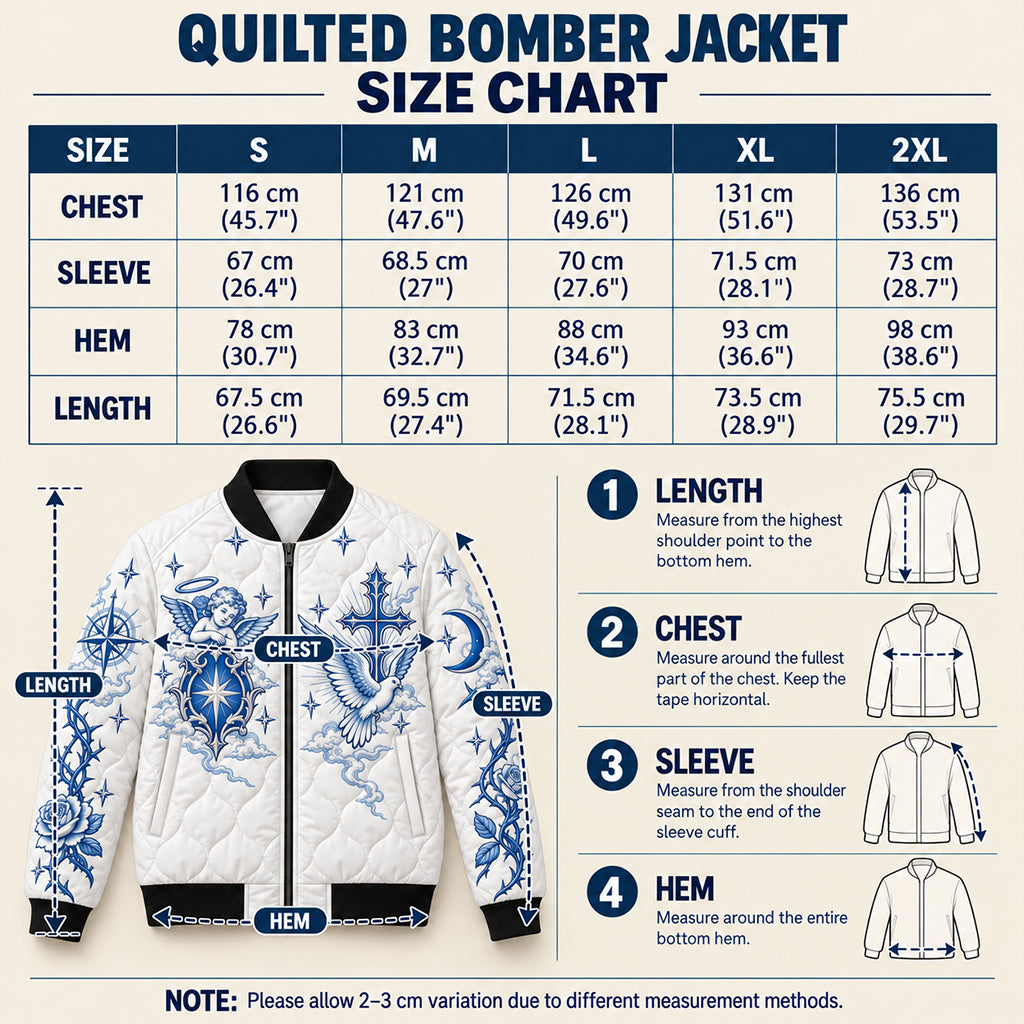 Celestial Angel Cross Quilted Bomber Jacket – view 10
