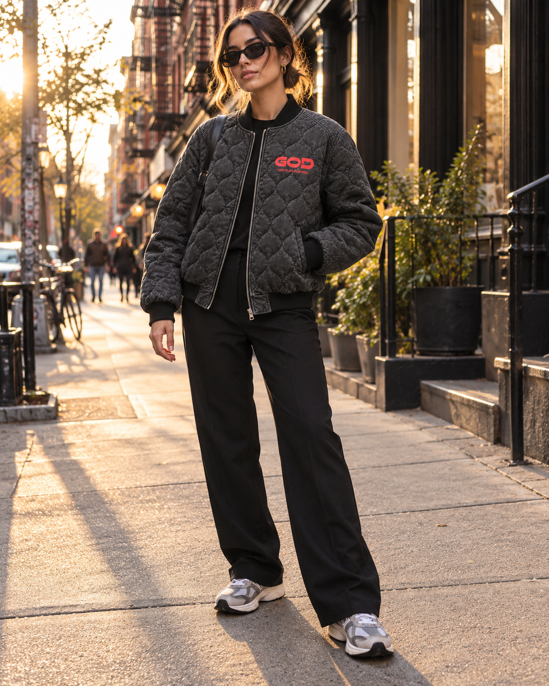 God Has A Plan For You Quilted Bomber Jacket