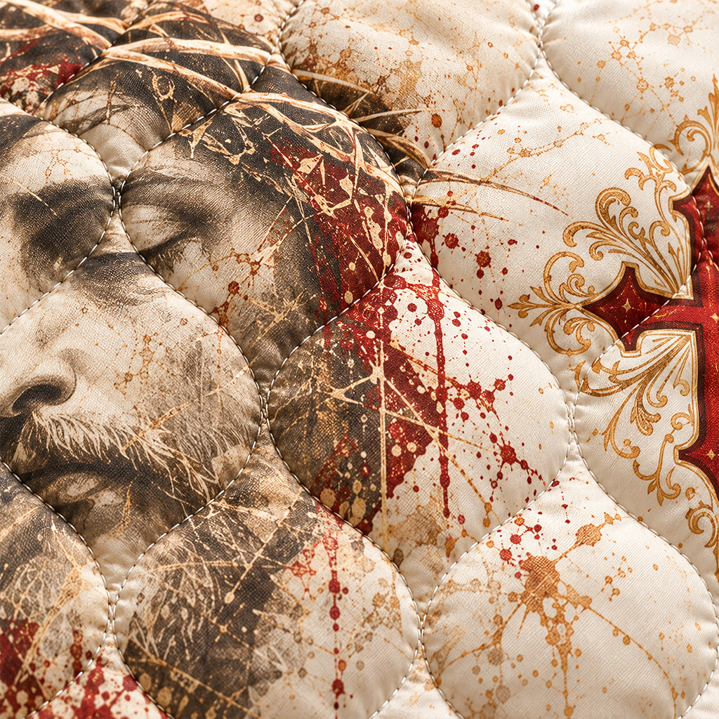 Crown Of Thorns Jesus Quilted Bomber Jacket – view 7