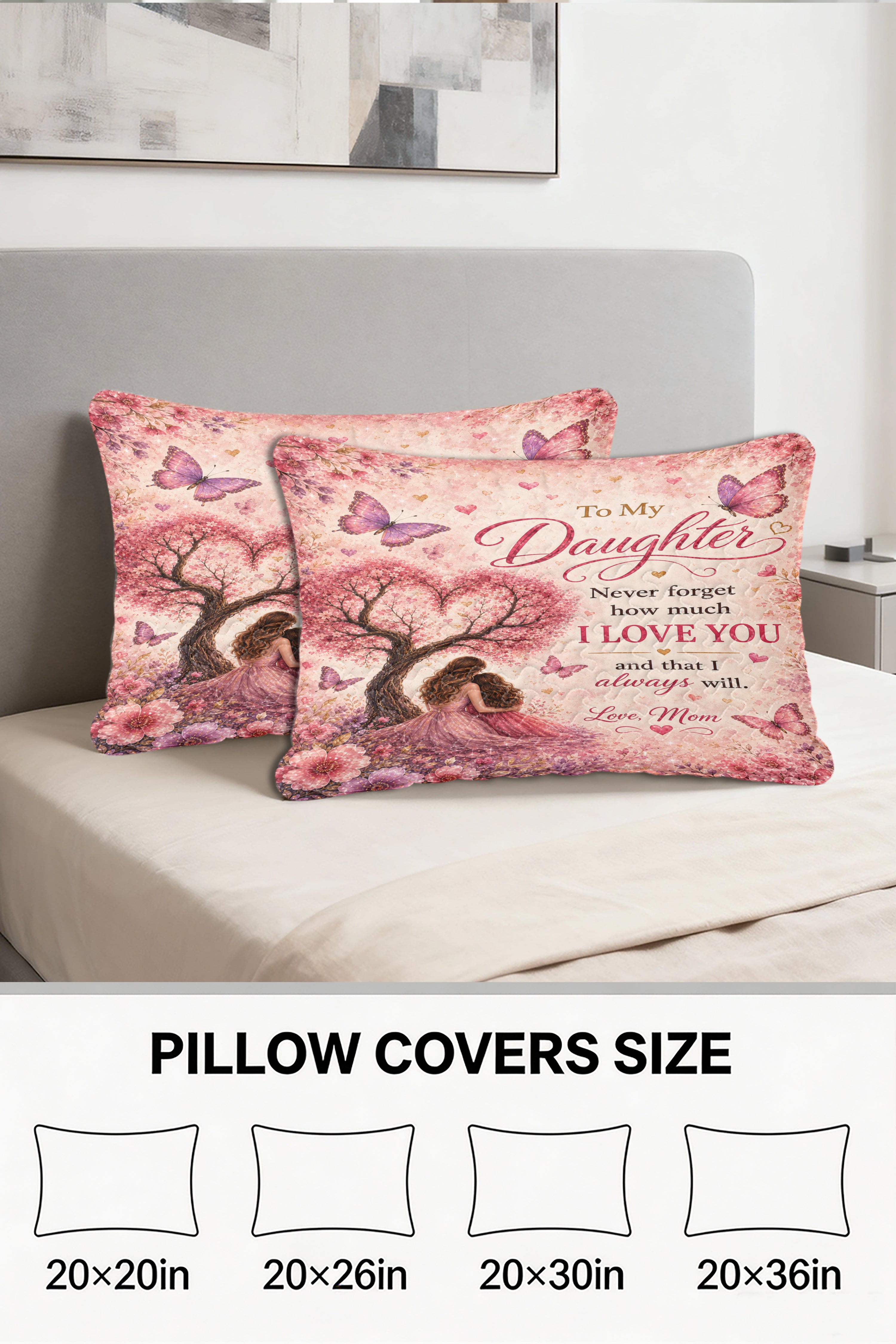 Daughter Always Be My Baby Girl Pink Blossom Pillow