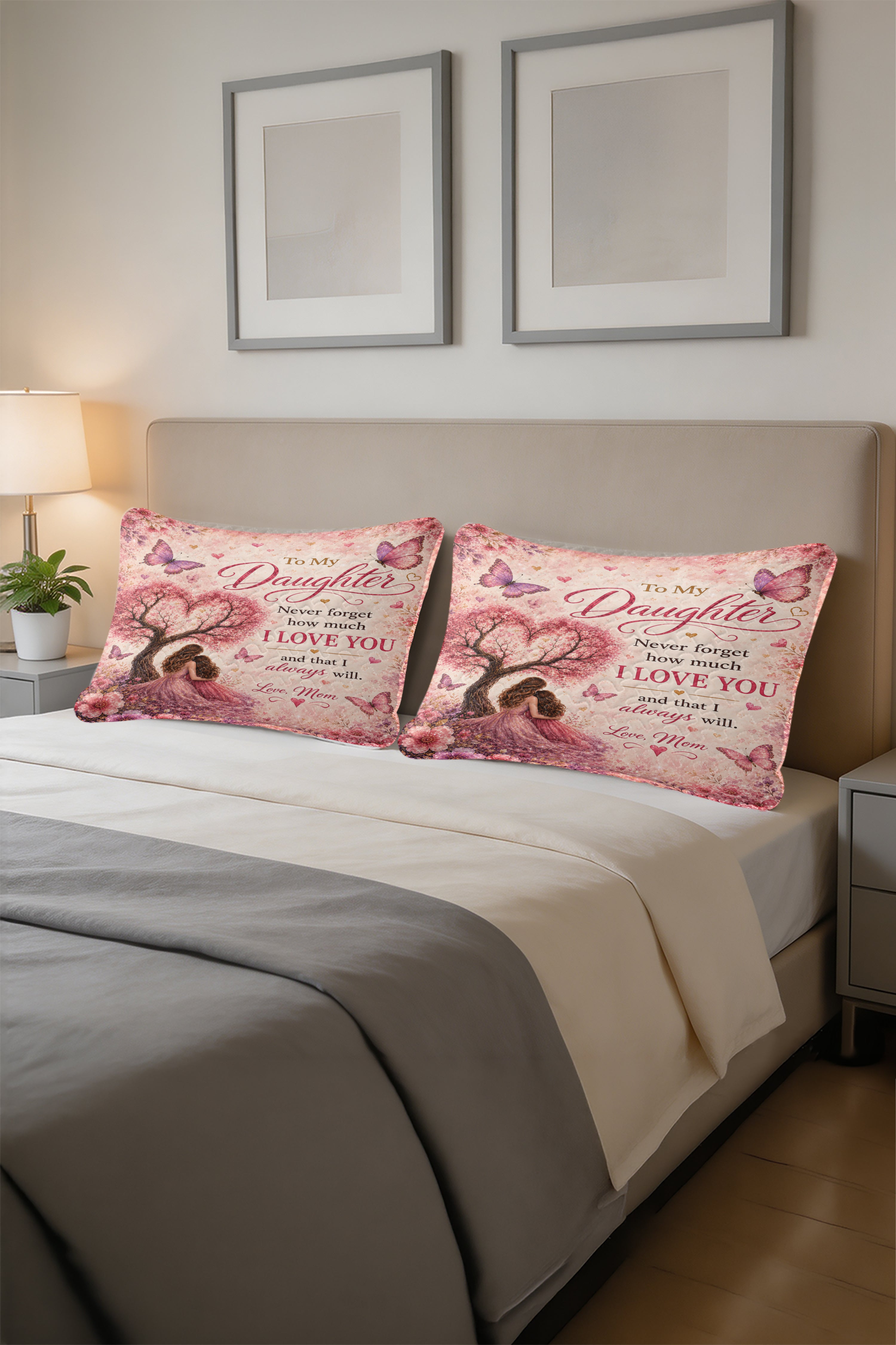 Daughter Always Be My Baby Girl Pink Blossom Pillow