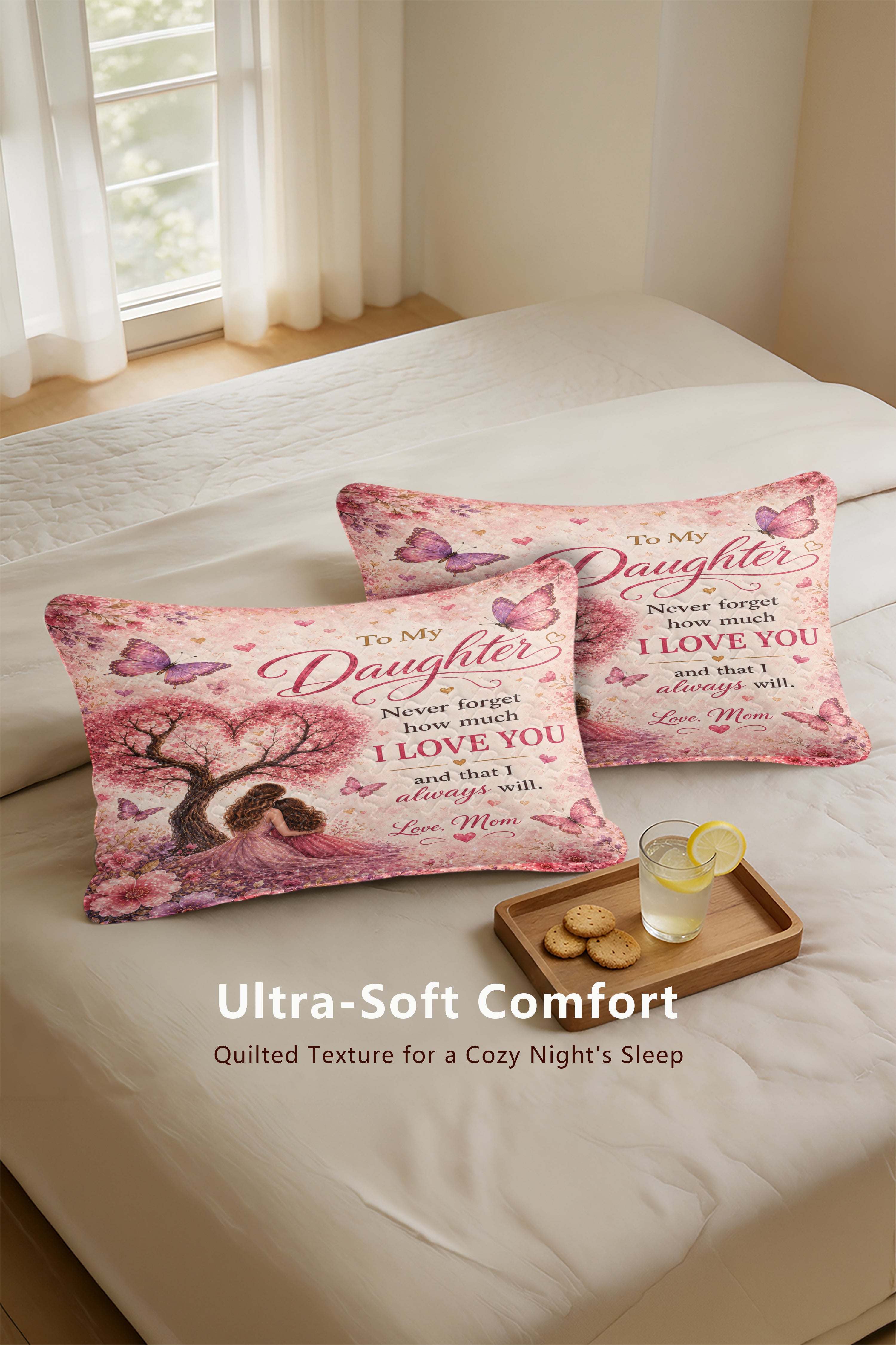 Daughter Always Be My Baby Girl Pink Blossom Pillow