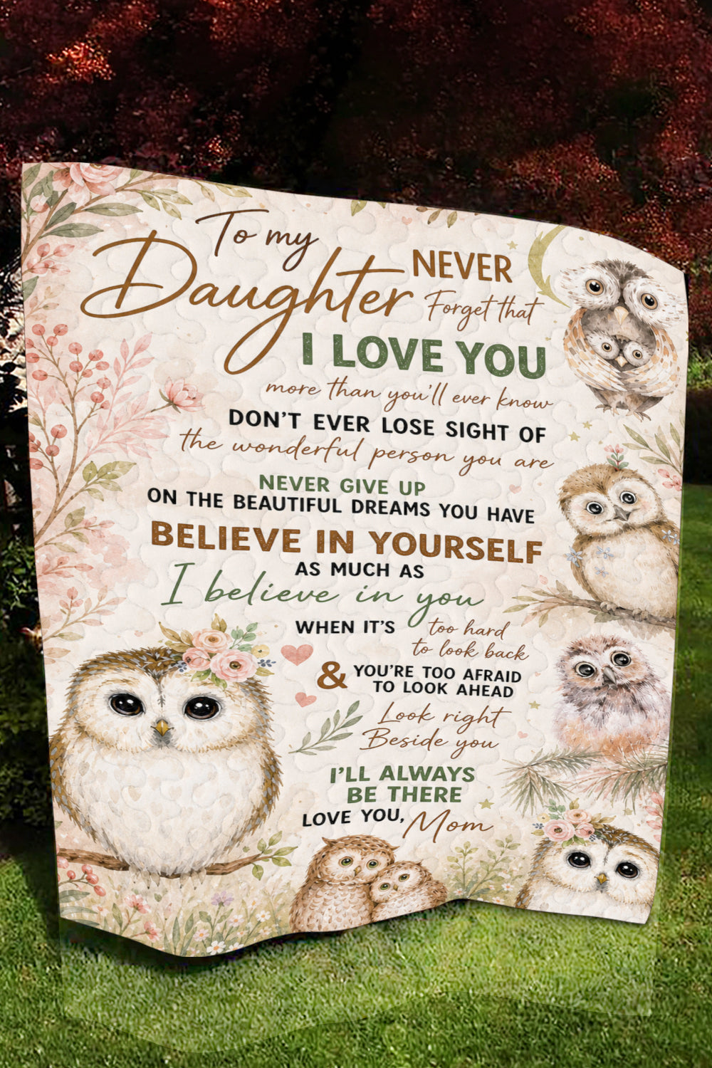 Daughter Believe In Yourself Owl Quilt Blanket