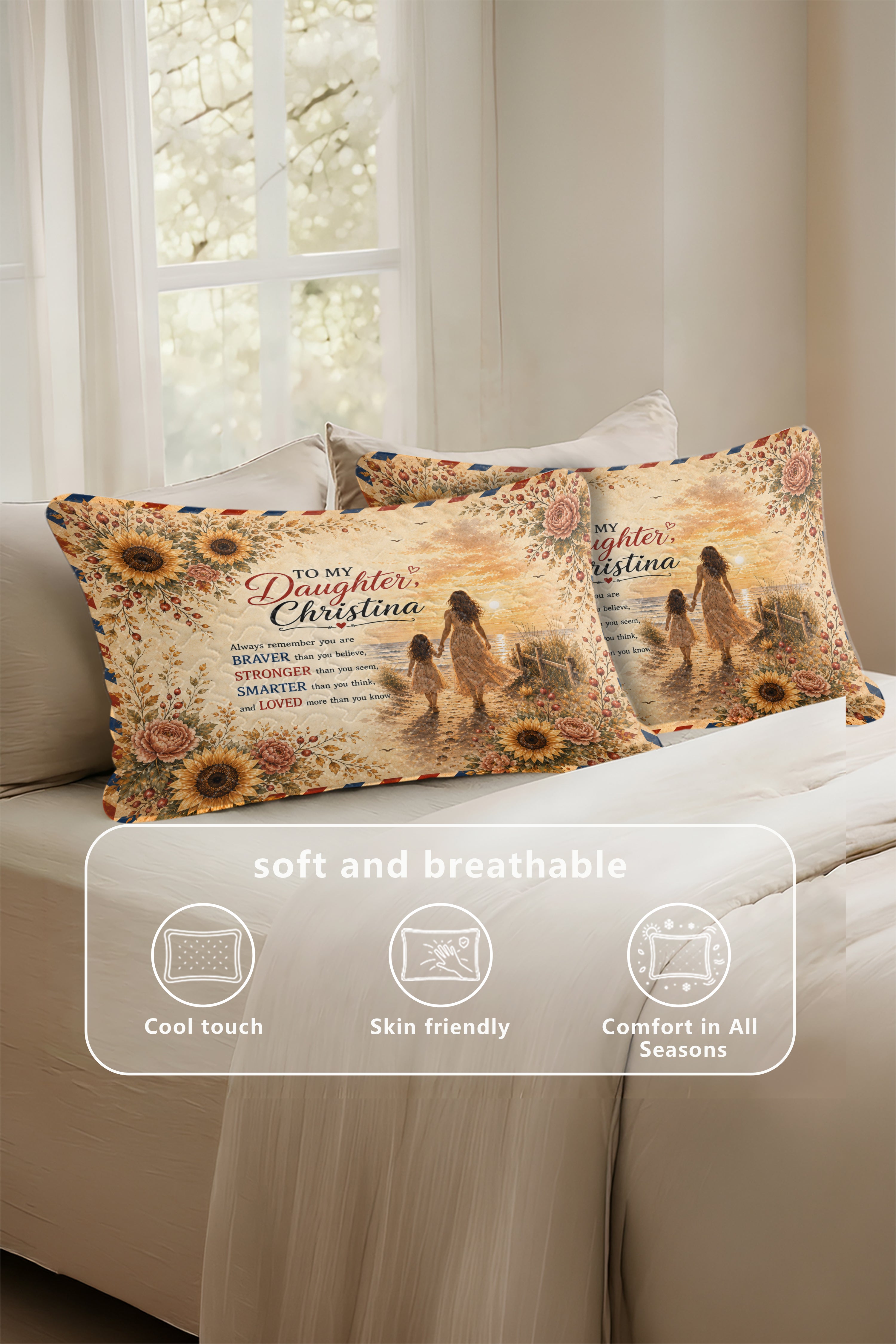 Daughter Braver Stronger Loved Galaxy Princess Crown Pillow