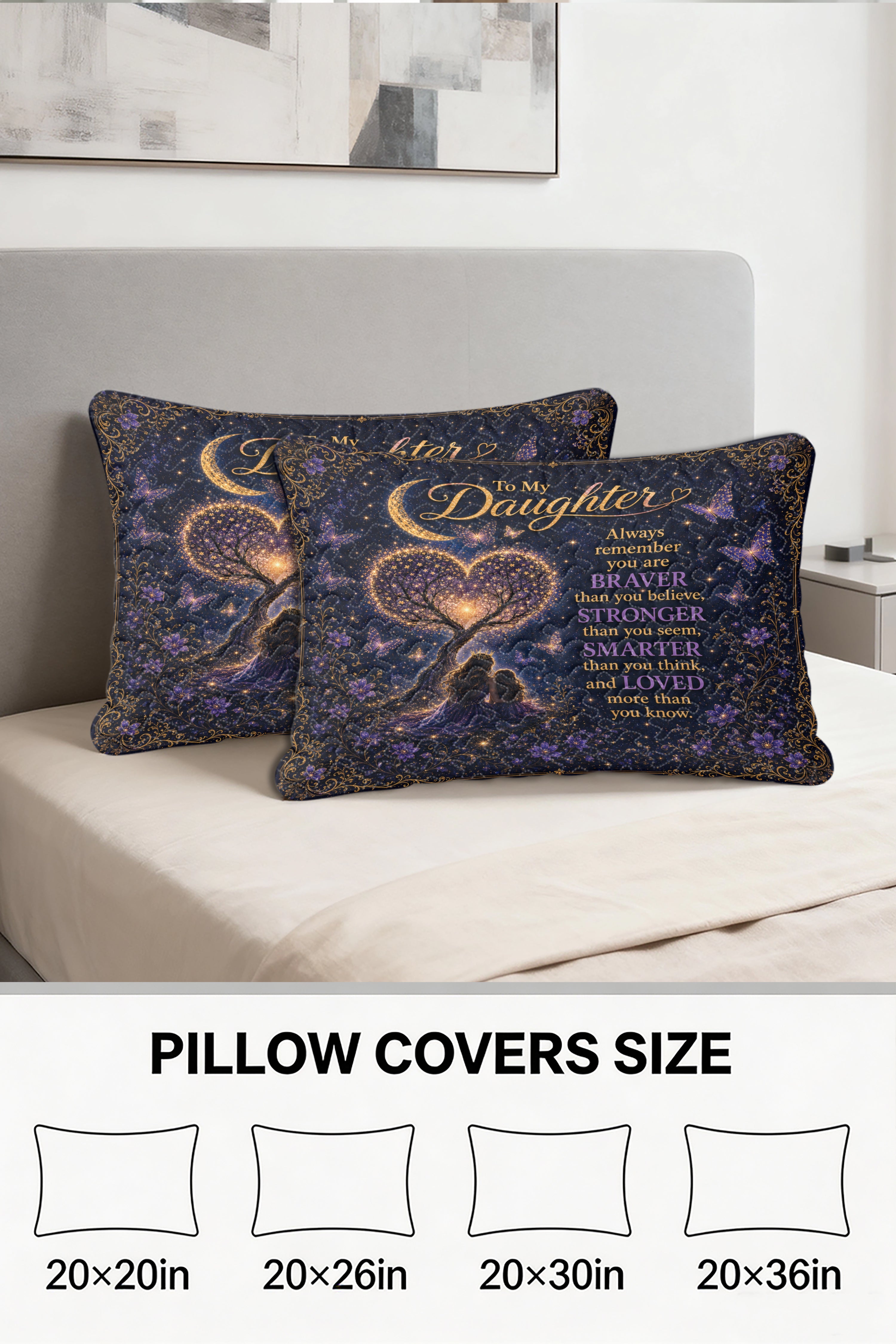 Daughter Braver Stronger Loved Galaxy Princess Crown Pillow