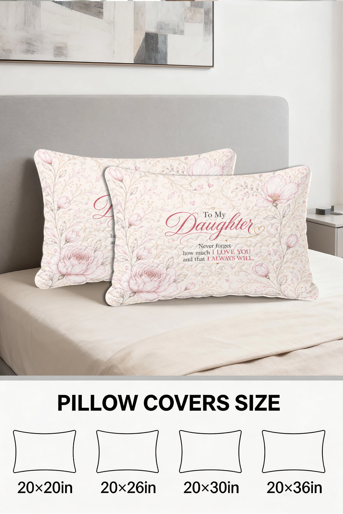 Daughter Braver Stronger Loved Minimalist Elegant Pillow