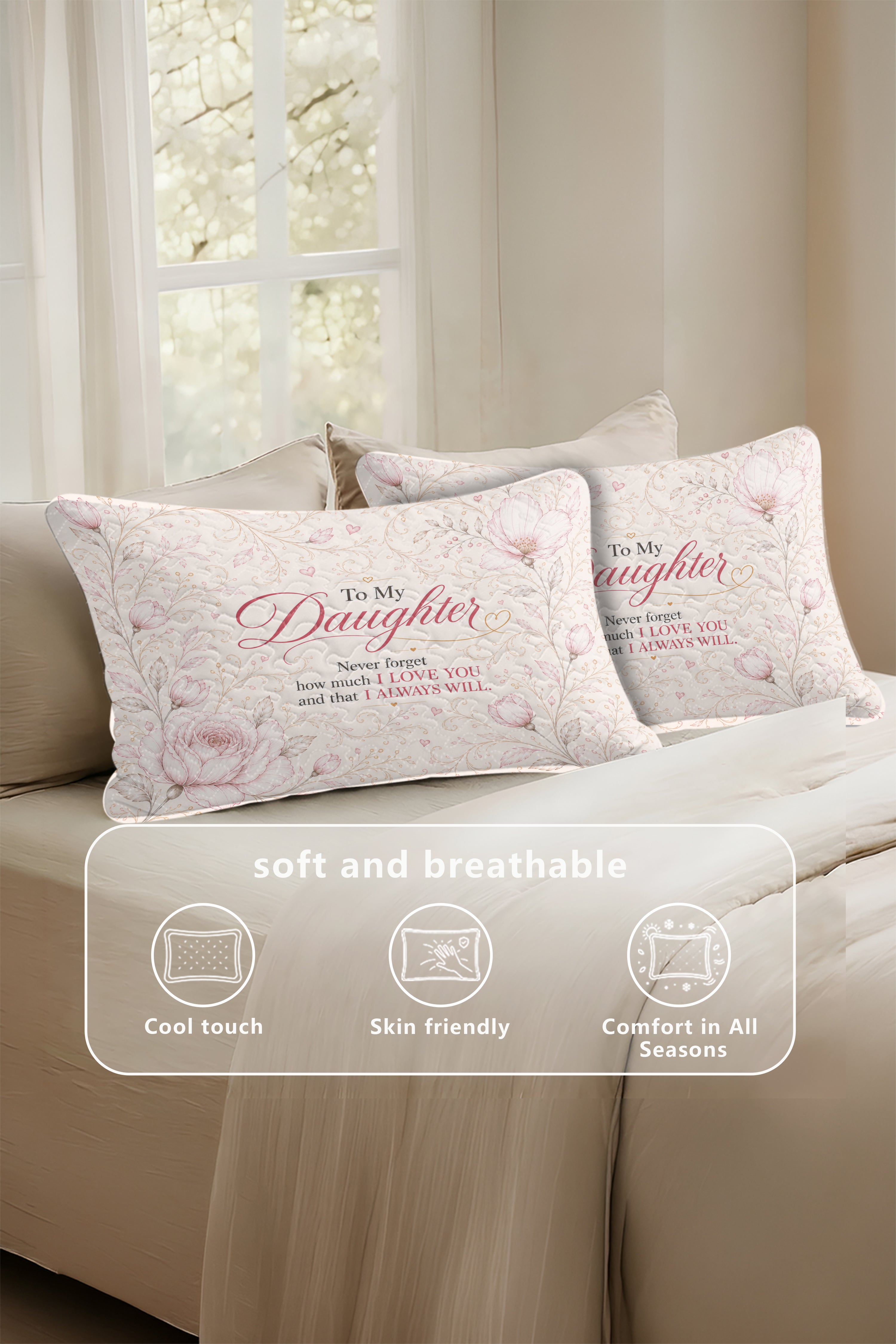 Daughter Braver Stronger Loved Minimalist Elegant Pillow