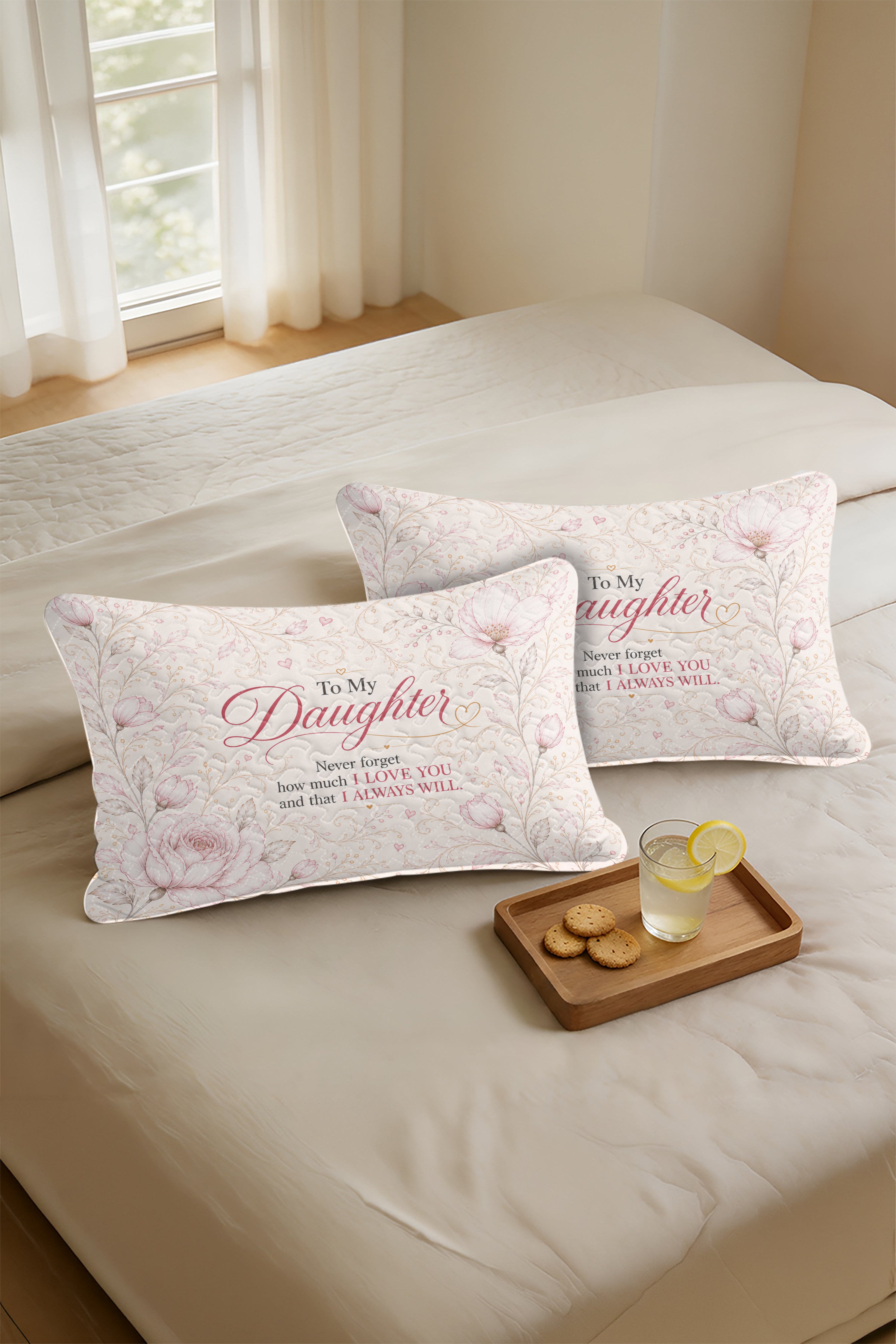 Daughter Braver Stronger Loved Minimalist Elegant Pillow