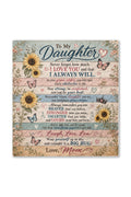 Daughter Braver Stronger Loved Sunflower Rustic Wood Blanket