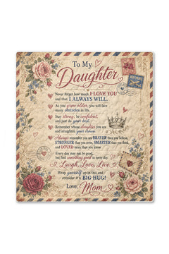 Daughter Braver Stronger Loved Vintage Air Mail Roses Blanket