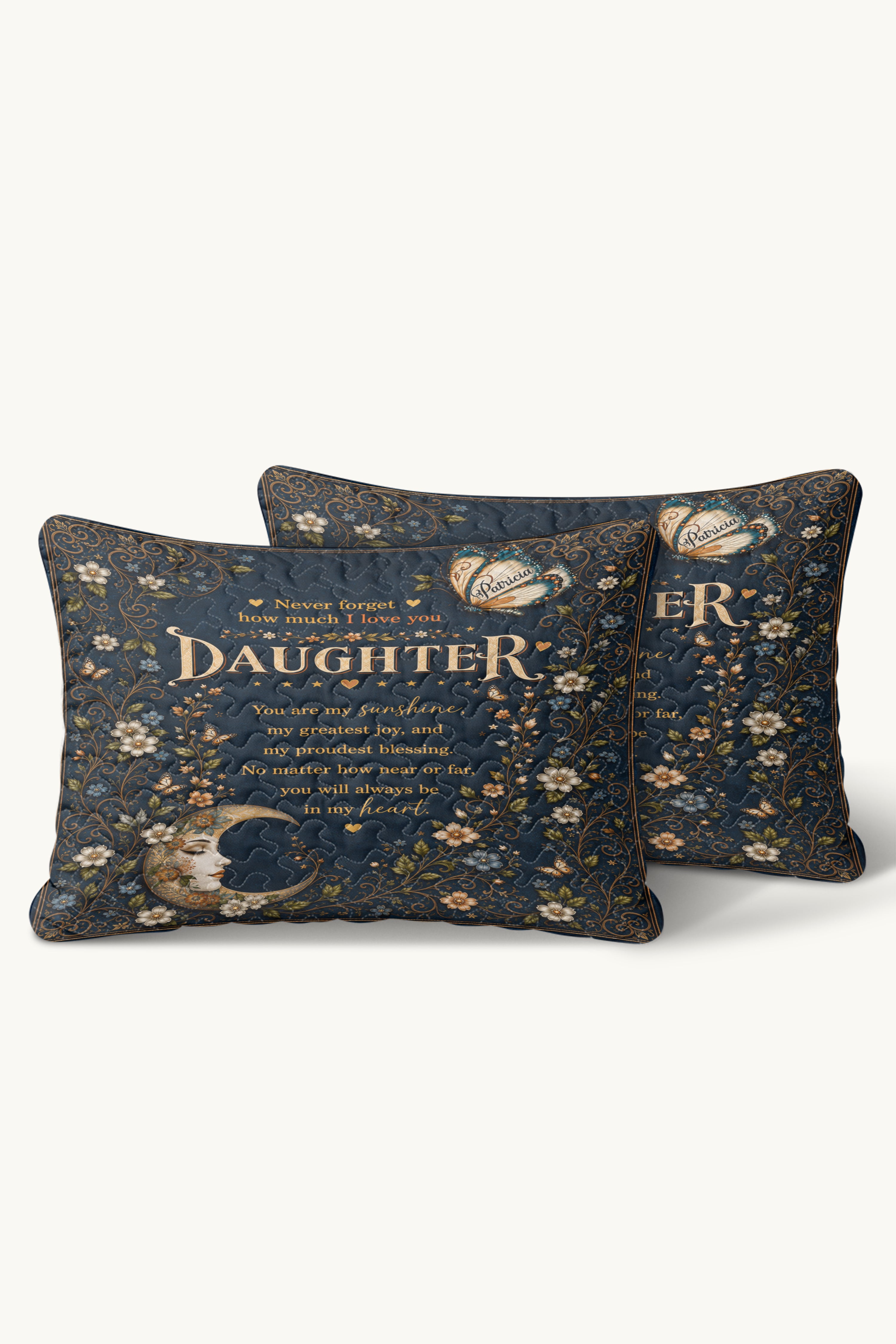 Daughter Funny Love More Than Breathing Navy Pillow