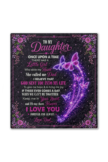 Daughter God Sent You Into My Life Purple Butterfly Quilt Blanket