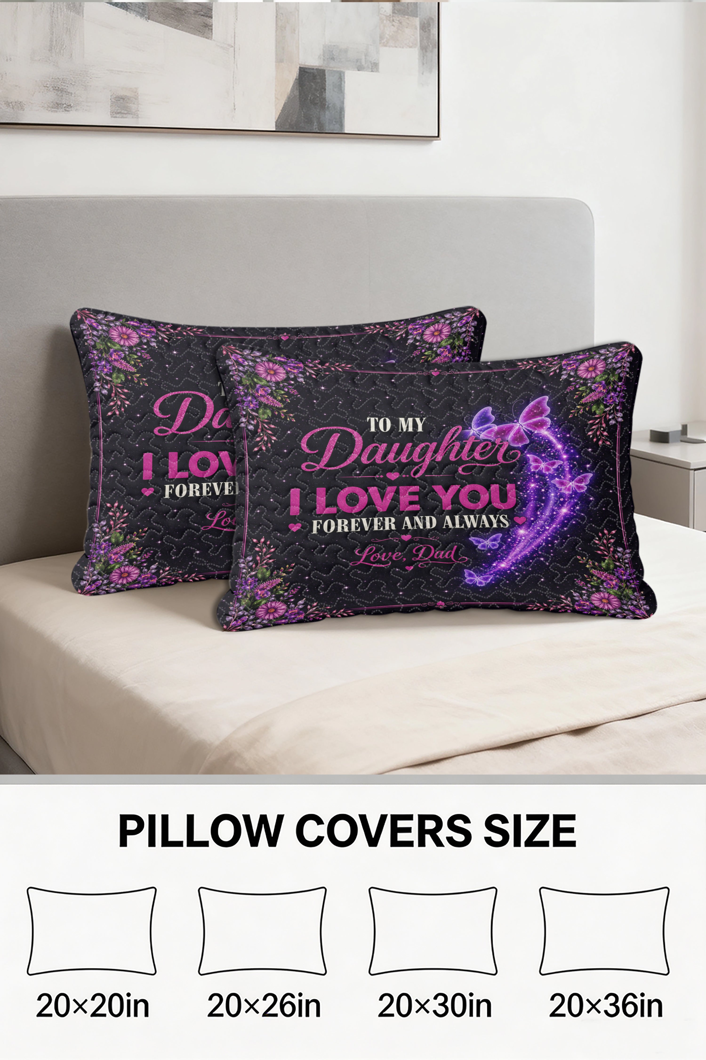 Daughter God Sent You Into My Life Purple Butterfly Pillow