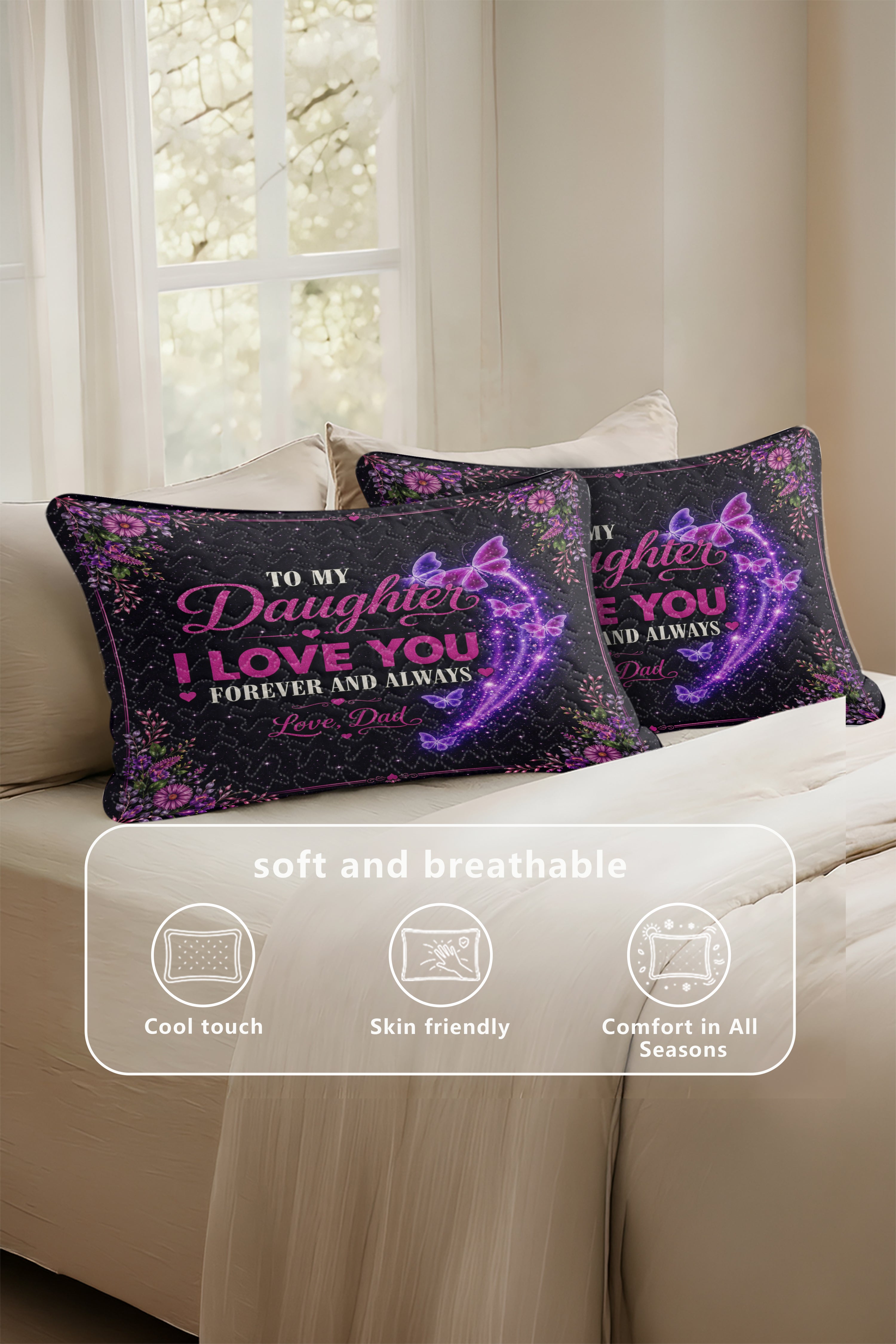 Daughter God Sent You Into My Life Purple Butterfly Pillow