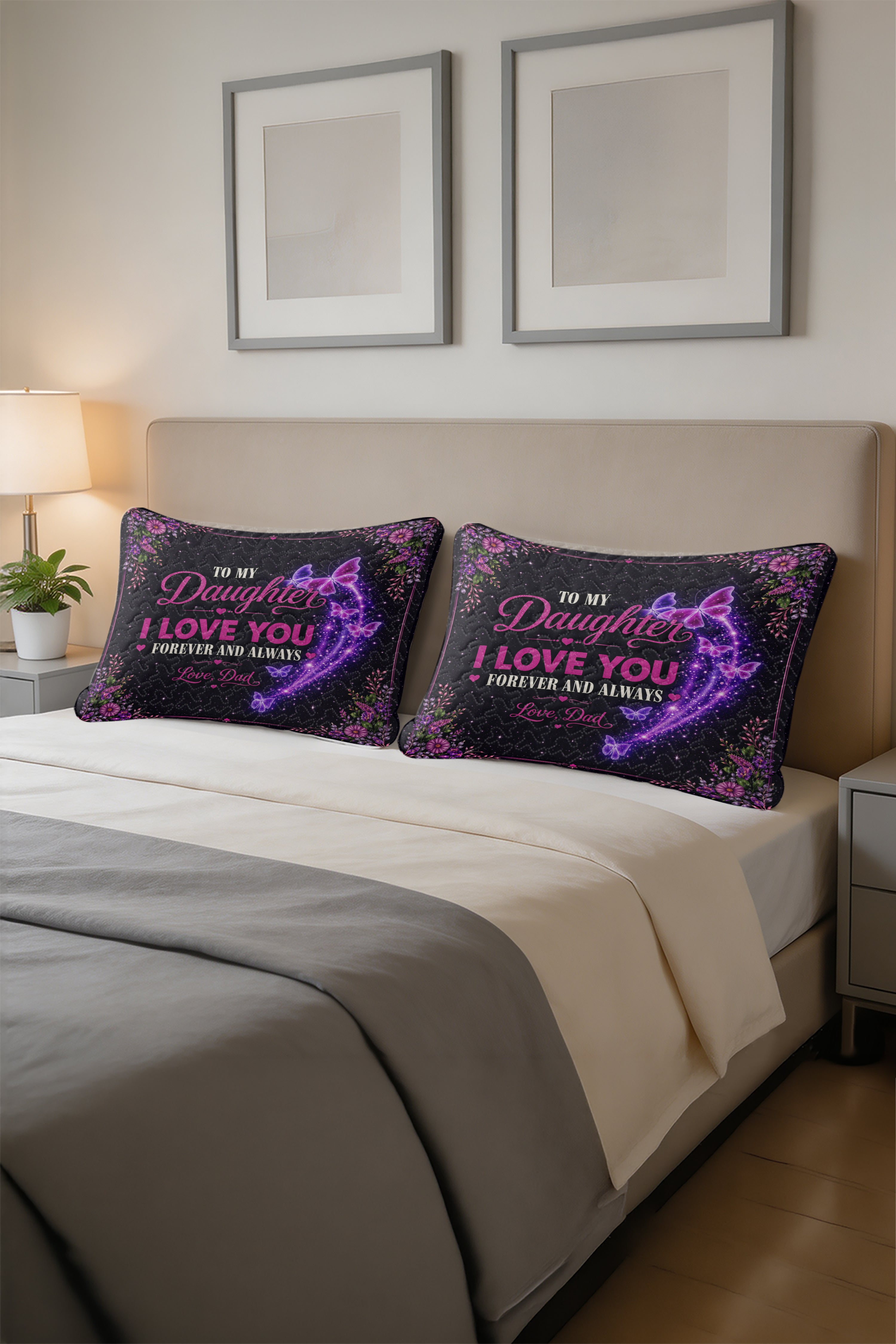 Daughter God Sent You Into My Life Purple Butterfly Pillow