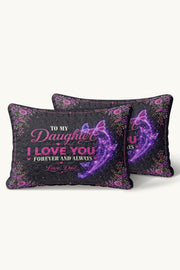 Daughter God Sent You Into My Life Purple Butterfly Quilt Pillow