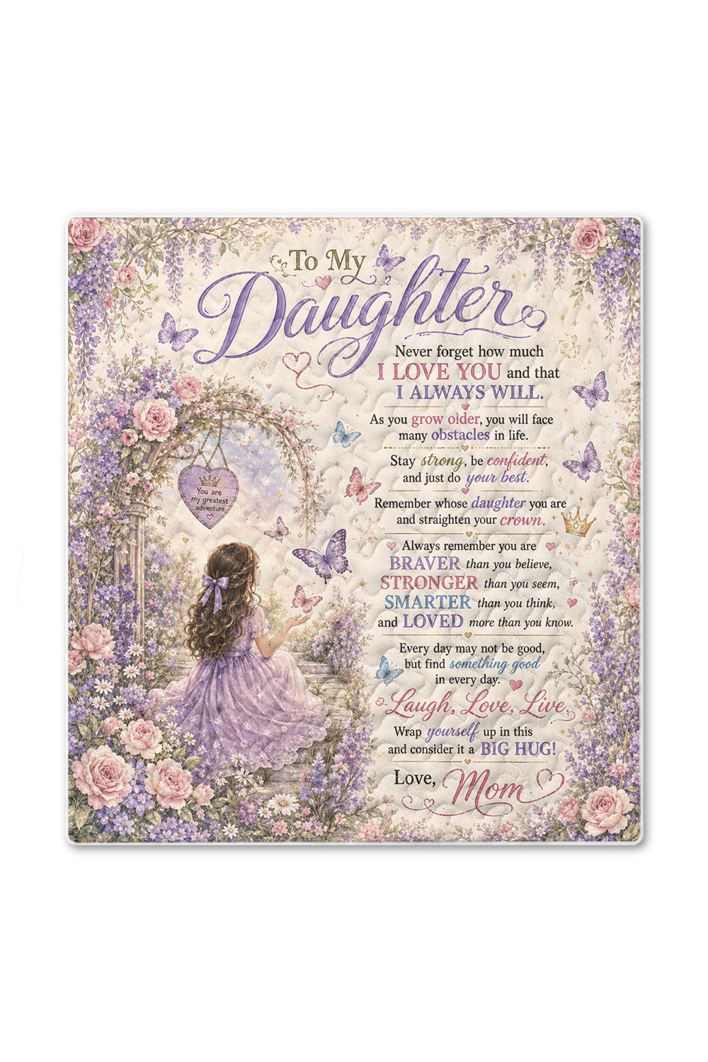 Daughter Greatest Adventure Purple Garden Quilt Blanket