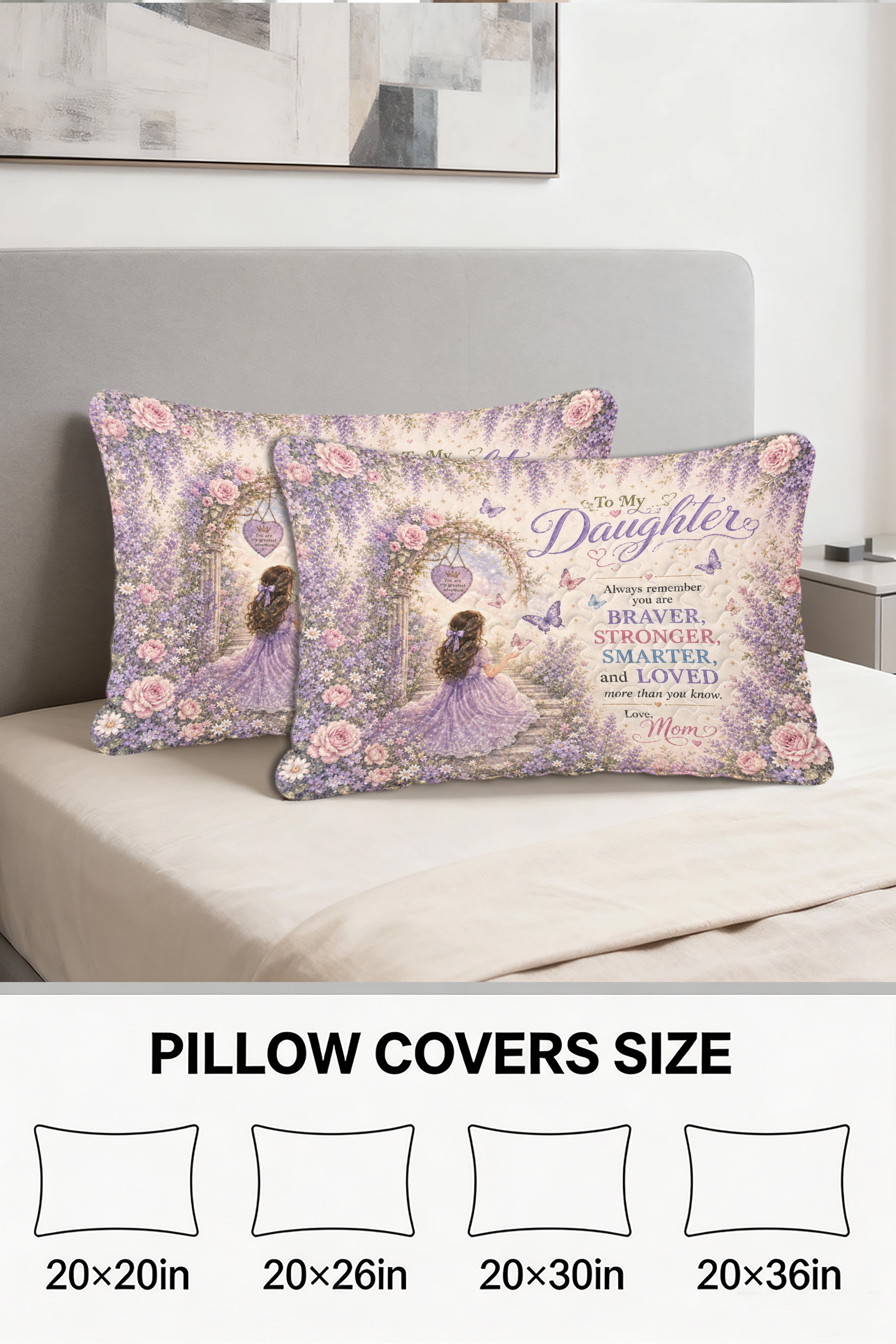 Daughter Greatest Adventure Purple Garden Pillow