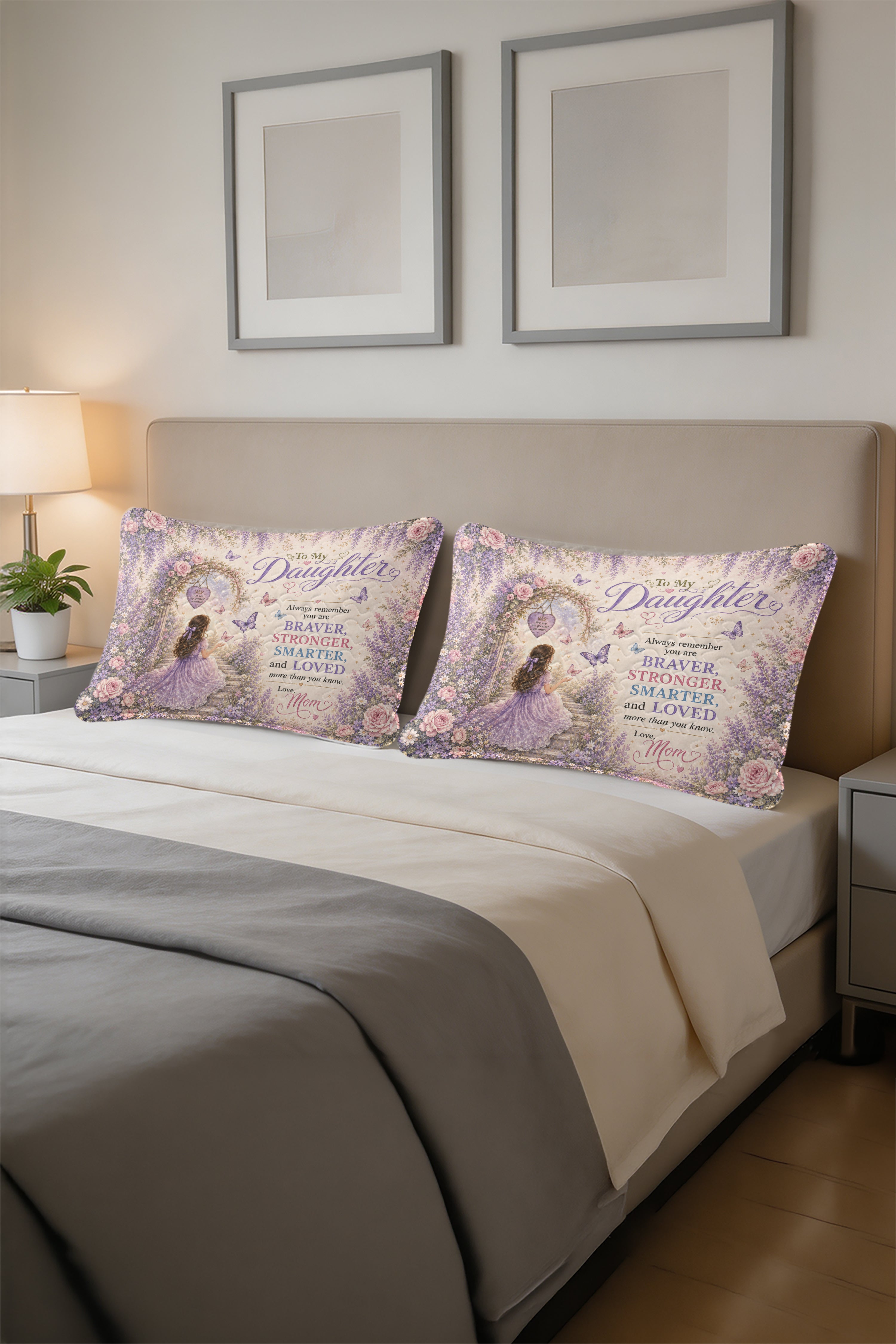 Daughter Greatest Adventure Purple Garden Pillow