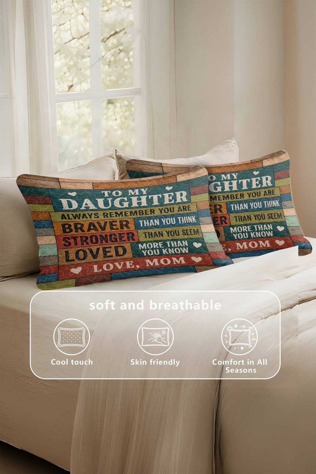 Daughter I Am The Storm Colorful Wood Pillow