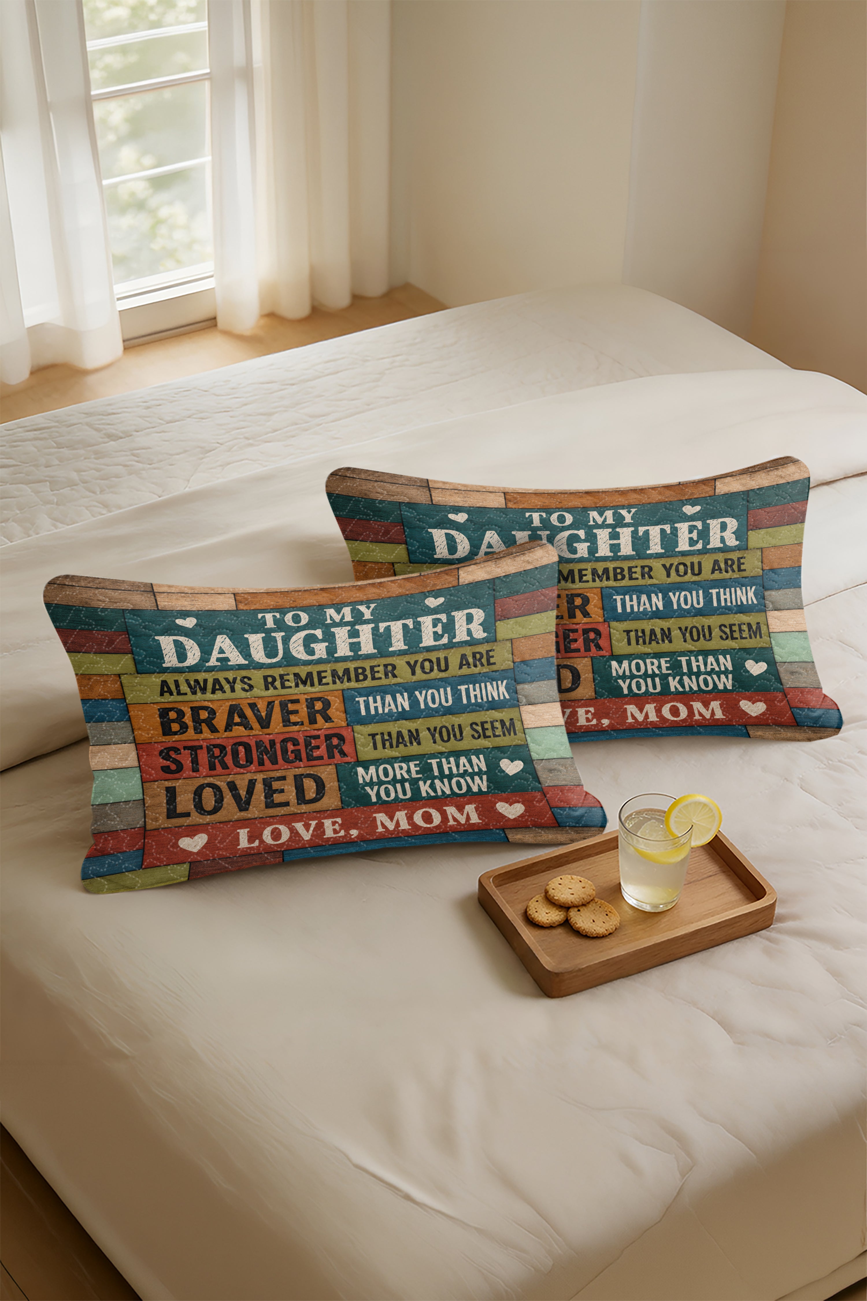 Daughter I Am The Storm Colorful Wood Pillow