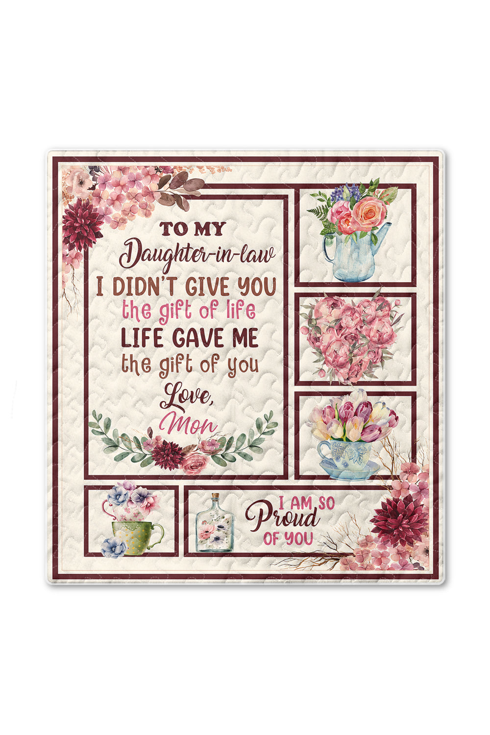 Daughter In Law Beautiful Flower Quilt Blanket