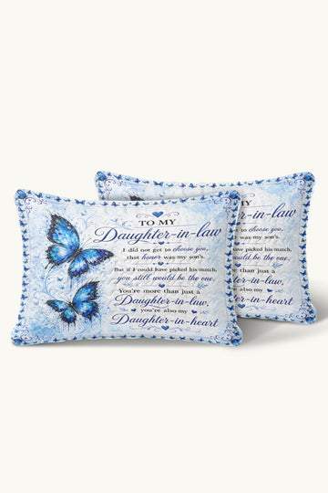 Daughter In Law Daughter In Heart Blue Butterfly Pillow