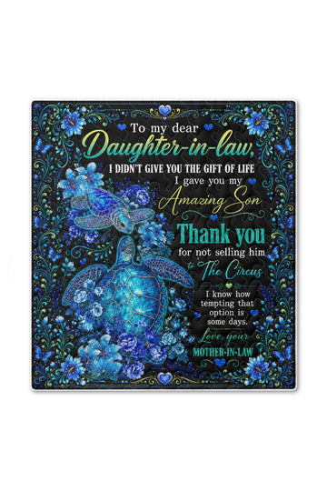Daughter In Law Thank You Sea Turtle Funny Quilt Blanket