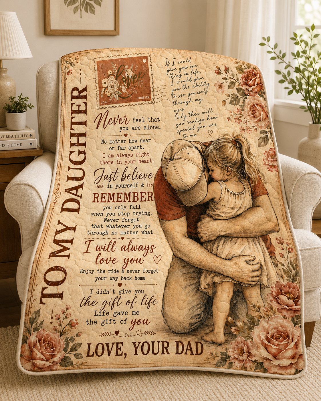 Daughter Life Gave Me Gift Of You Dad Quilt Blanket