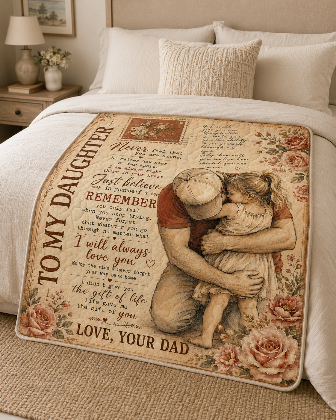 Daughter Life Gave Me Gift Of You Dad Quilt Blanket